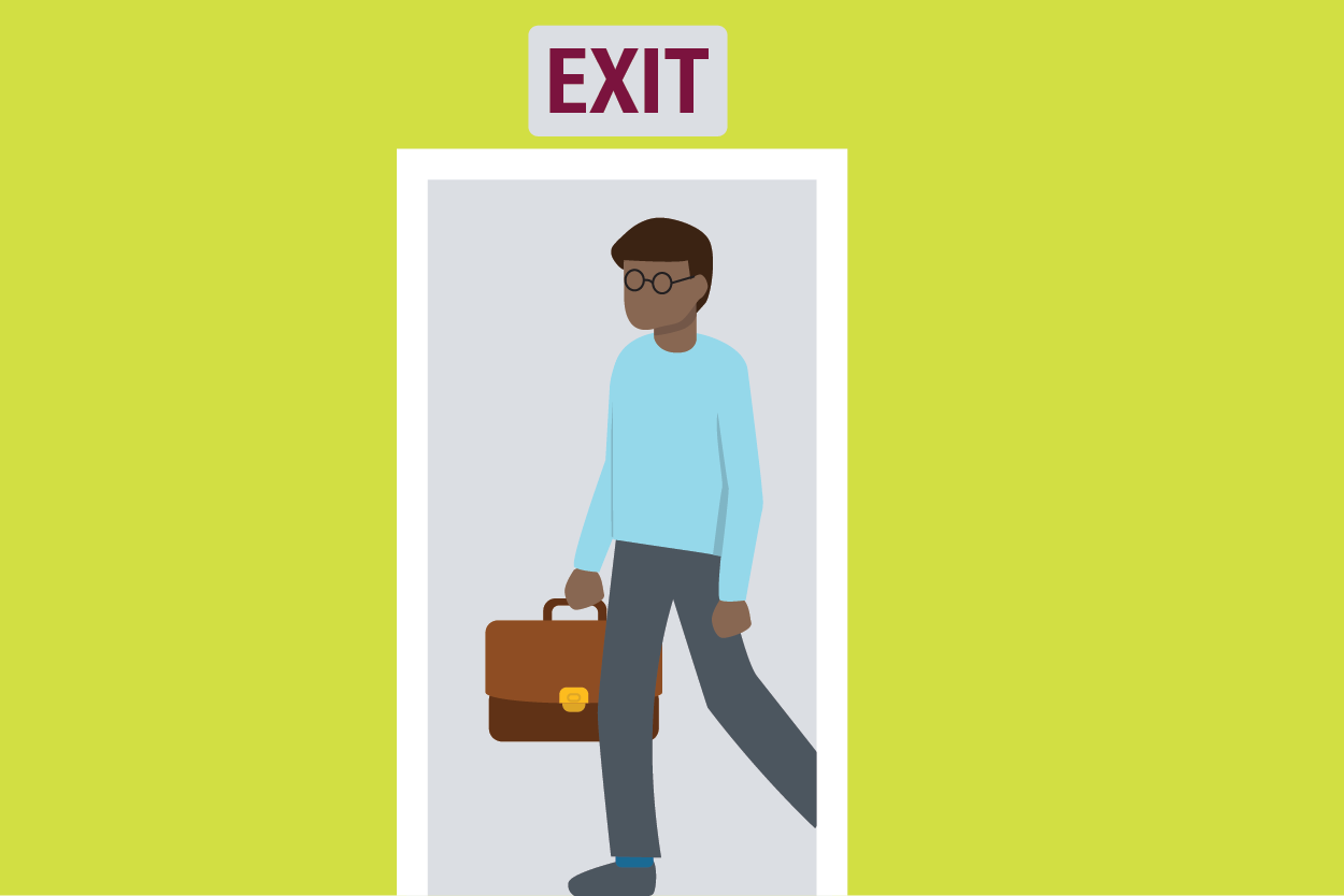Image of a person exiting a job