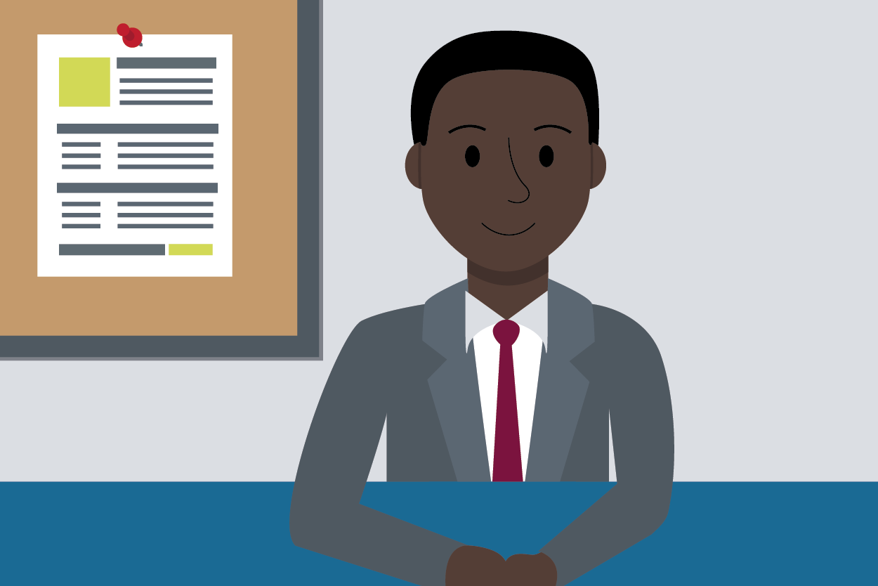 Graphic of a student ready to interview