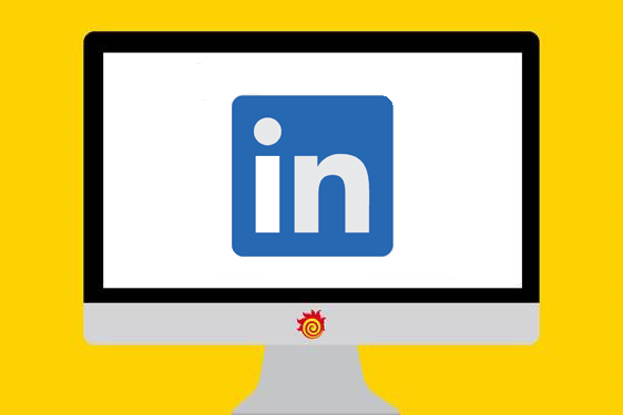 Picture of computer with LinkedIn logo