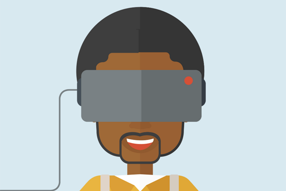 Image of person wearing virtual reality goggles