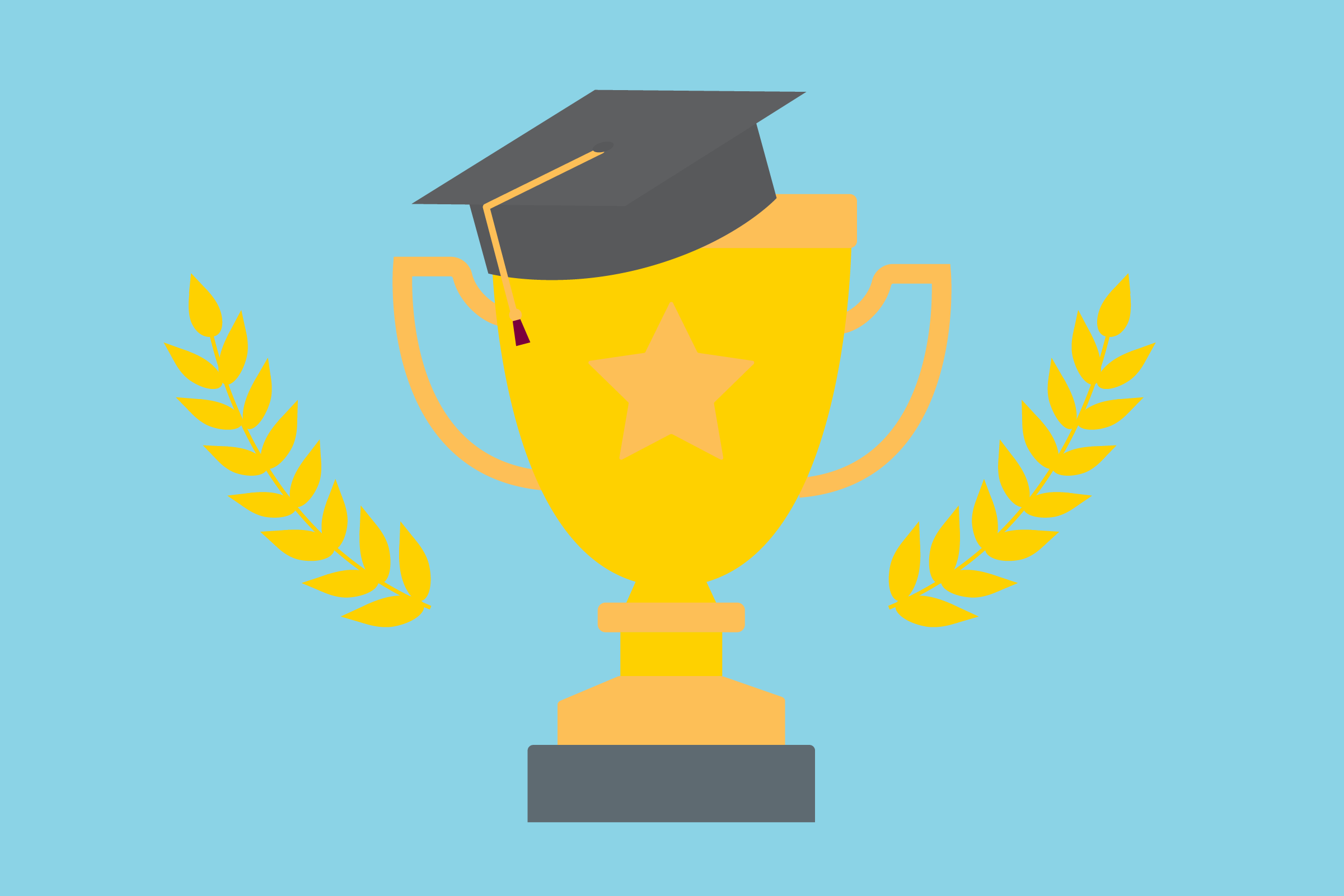 Image of a trophy with a mortarboard